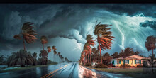 A Hurricane Damage In Florida - Generative AI