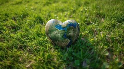 Wall Mural - heart shaped planet for earth day. Generative AI