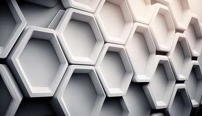 Poster - hexagon white wall ai generated