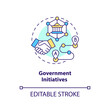 © bsd studio - Government initiatives concept icon. Federal regulation. Key supply chain strategy abstract idea thin line illustration. Isolated outline drawing. Editable stroke. Arial, Myriad Pro-Bold fonts used