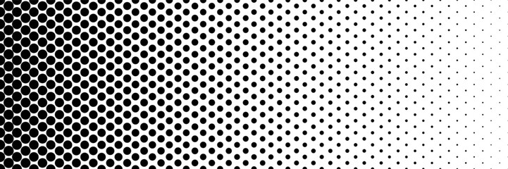 Poster - horizontal halftone of black circle design for pattern and background.