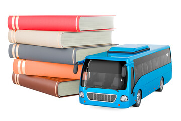 Poster - bus with books, 3d rendering