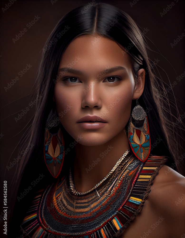 Beautiful native American woman, created with generative AI Stock ...