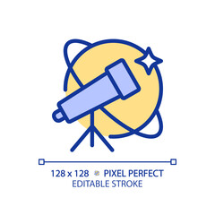 Wall Mural - Astronomy and STEM pixel perfect RGB color icon. Alternative way to study celestial bodies. Education course. Isolated vector illustration. Simple filled line drawing. Editable stroke