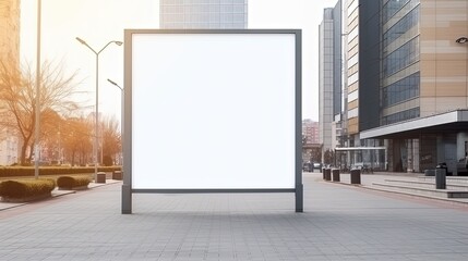 Generative AI, Realistic street big billboard mock up blank for presentation advertising. Outdoor sign blank in the futuristic city, business concept