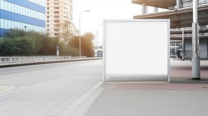 Generative AI, Realistic street big billboard mock up blank for presentation advertising. Outdoor sign blank in the futuristic city, business concept