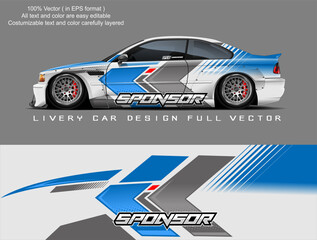 car livery design vector. Graphic abstract stripe racing background designs for wrap