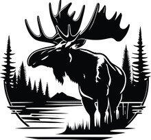 Moose Logo Monochrome Design Style
