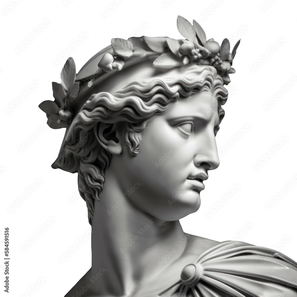 Illustration Stock Statue of Apollo's head. Marble statue, isolated ...