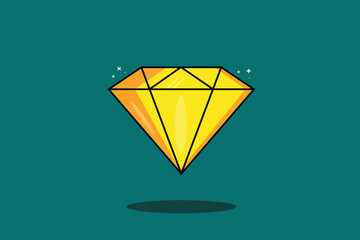 Unique gold diamond jewelery in colourful cartoon line art illustration