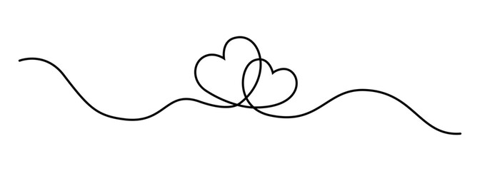 Poster - Continuous lines from two hearts in minimalist