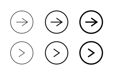 Poster - Set of round arrow in various stroke line