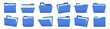 Set of blue file folder. Office folder collection