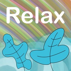 Sticker - Relax Colorful Blue Leaves Abstract Background Text 