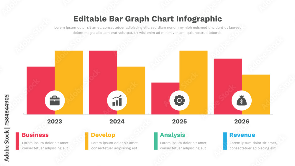 Bar chart Infographic presentation template Fully editable Stock Vector ...