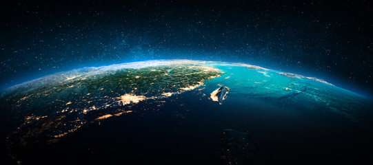 Wall Mural - taiwan, china from space
