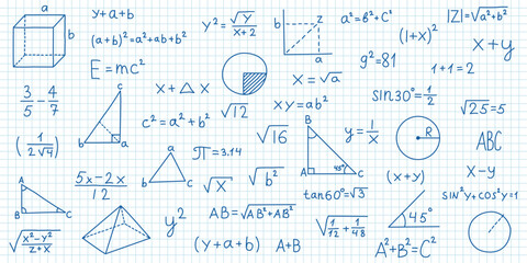 hand drawn math symbols icon in flat style. mathematics formula vector illustration on isolated back