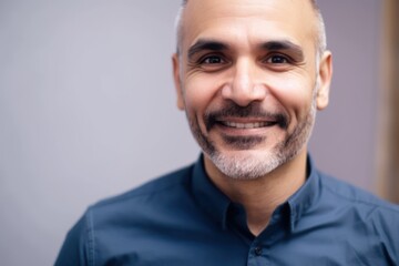 Close-up of mature businessman smiling against wall. Photo generative AI