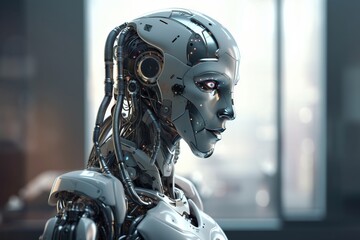 Poster - A Robot With A Large Head And A Large Body Of Metal Workshop Photorealism Robotics Engineering Generative AI 