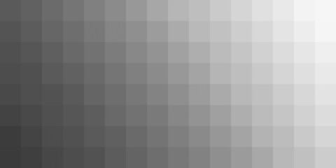 Wall Mural - Subtle light grey gradient tint, shade and tone palette guide swatch chart transparent overlay. Abstract monochrome clean professional 16:9 8K banner ad backdrop. Geometric square mosaic background.