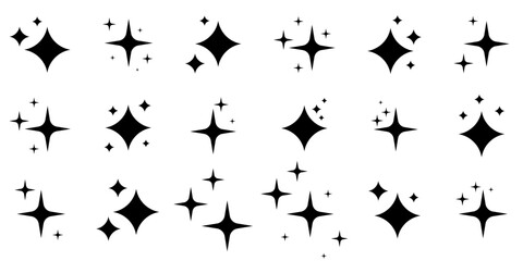 Wall Mural - Sparkle star icons. Shine icons. Stars sparkles vector