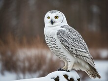 Closeup Of Snowy Owl. Generative AI