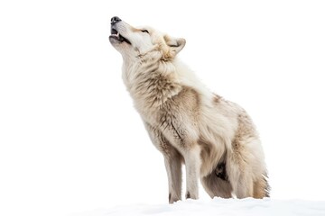 Poster - Arctic wolf howling in the cold, isolated on a white background. Generative AI