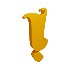 Poster - Golden exclamation mark symbol or icon design in 3d rendering 