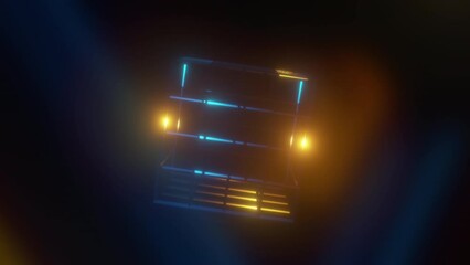 Poster - Wireframe sci fi cube. Computer generated 3d render