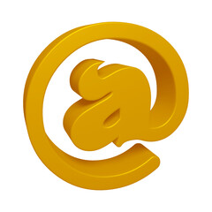 Poster - Golden email or at symbol design in 3d rendering