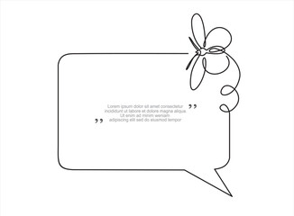 Wall Mural - Continuous one line drawing of butterfly and speech bubble. Trendy line art vector on a white background. Vector illustration.