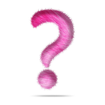 Question mark or icon design with pink fur texture
