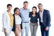 © peopleimages.com - Businesspeople, smile and hug for collaboration and support while isolated on a png background. Transparent, diverse corporate office group are excited for united teamwork while cheerful