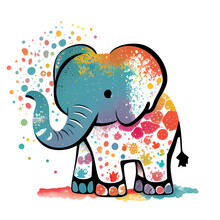 Colorful Elephant Illustration Clipart Png, Generative Ai