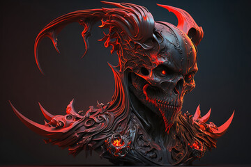  3d rendering of eye fire devil head (ai generated)