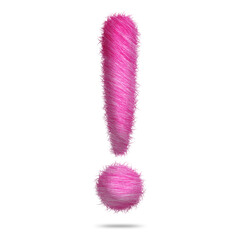 Poster - exclamation mark symbol or icon design with pink fur texture