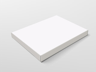 Poster - 3D White Flat Slim Box Isolated On White