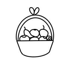 Sticker - fruit basket hand drawn organic line 