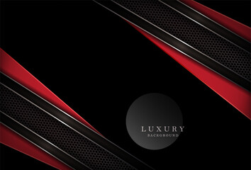 Wall Mural - Geometric dark design with red slanting curtains