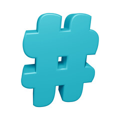 Poster - Blue hashtag symbol or icon design in 3d rendering