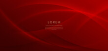 Abstract Curved Red Shape On Red Background With Copy Space For Text. Luxury Design Style.