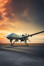 AI Illustration Of Remotely Piloted Aircraft At The Airbase