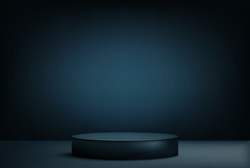 dark blue podium on abstract background, vector pedestal