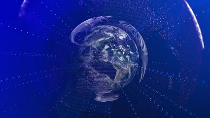 Wall Mural - world wide web Global communications, system and the world wide web. Digital world background. Blue planet earth from space. universe view web futuristic galaxy geography