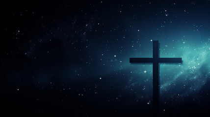 Religous background banner with christian cross and copy space. Concept of christianity and christ.