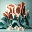 Wavy trendy abstract shapes. 3d illustration paper style color creasy on the wall rotary pattern design decoration backdrop Generative AI 