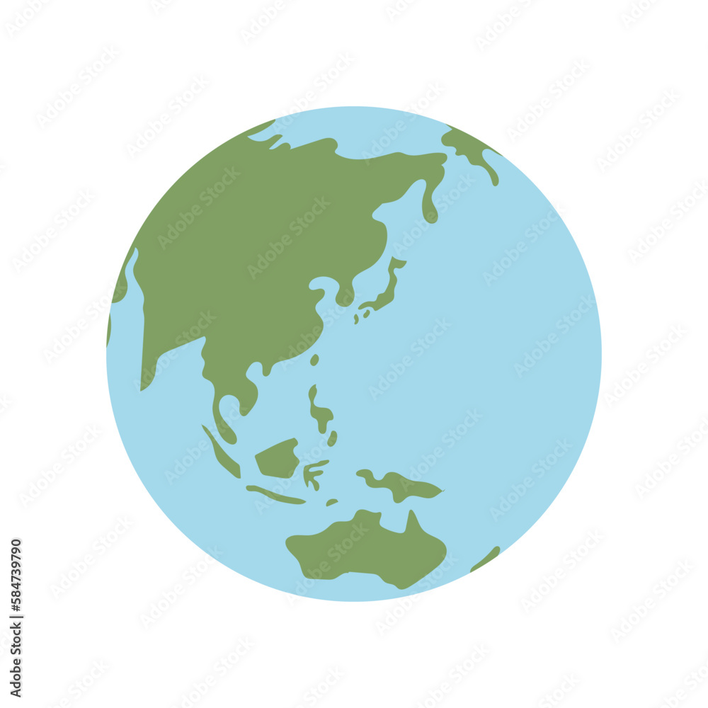 Globe world map. Planet earth flat vector illustration. Doodle map with ...