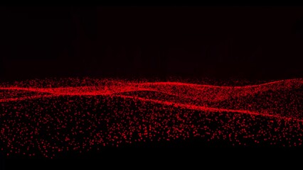Aufkleber - Red background, Red dots particles wave pattern halftone gradient curve shape isolated on red smoke background. Big data background design.