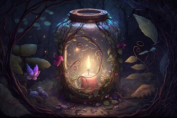 Wall Mural - The Charmed Candle Portal - A Magical Candle Journey Generative AI