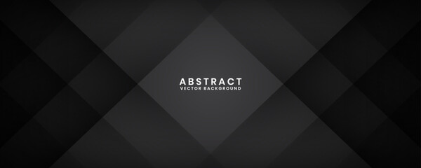 Poster - 3D black geometric abstract background overlap layer on dark space with cutout effect decoration. Minimalist graphic design element rhombus style concept for banner, flyer, card, cover, or brochure